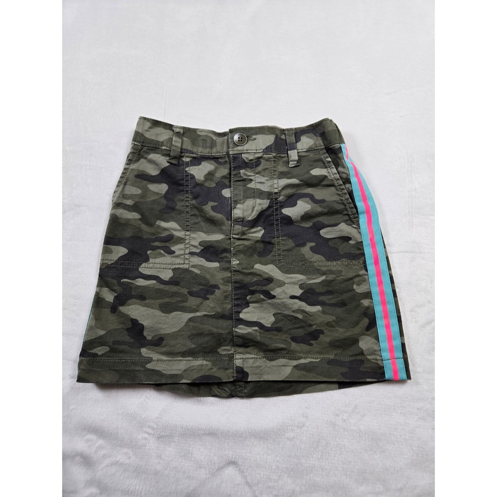 Gap Kids Girls Camo‎ Skirt Green Pink Side Stripe Utility Mini Size M 8-9